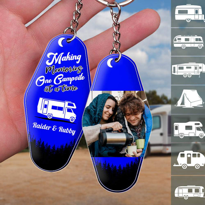 Gosszy Making Memories One Camping At A Time Keychain Upload Image Hexagon Keychain Acrylic