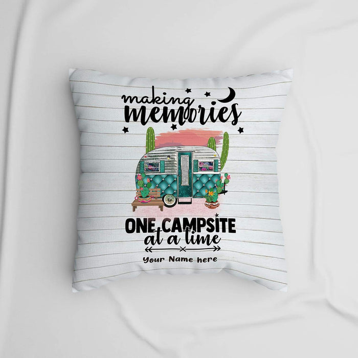 Gosszy Making memories one campsite at time Throw Pillow, Camping Gift pillow 18x18 in - 45x45cm