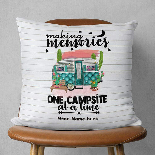 Gosszy Making memories one campsite at time Throw Pillow, Camping Gift pillow 18x18 in - 45x45cm