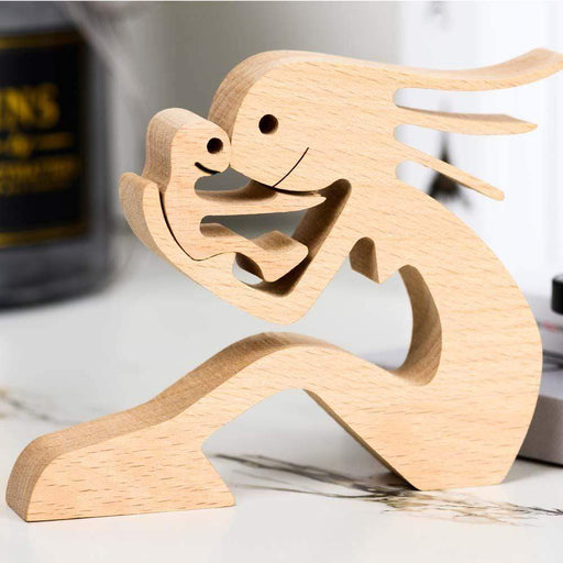 Gosszy Mom and children Wood Sculpture, Custom Gifts For Mom, Mothers Day Wooden Gifts Home Decor W24 wood sculpture