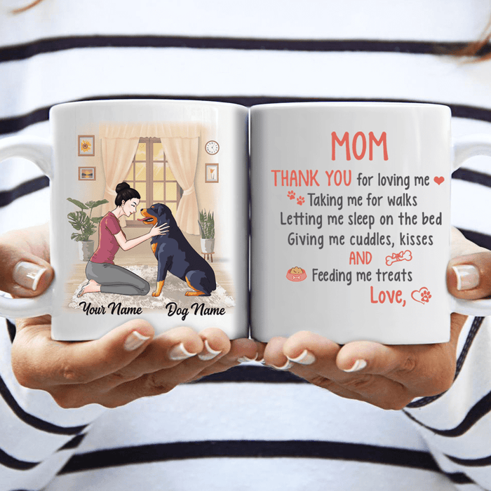 Gosszy Mom Thank you for loving me Dog Coffee Mug, Dog Lovers Gift, Mother Day Gift mug