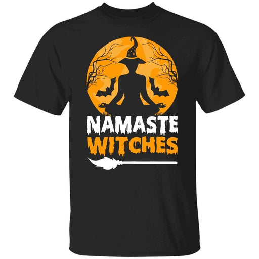 CustomCat Namaste Witches T-shirt, Halloween Gift, Yoga Lover Gift Apparel Basic T-Shirt / Black / S