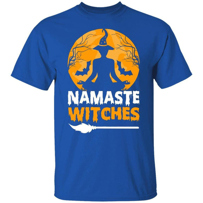 CustomCat Namaste Witches T-shirt, Halloween Gift, Yoga Lover Gift Apparel Basic T-Shirt / Royal / S