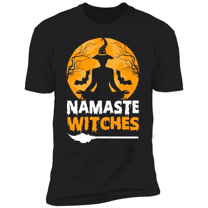 CustomCat Namaste Witches T-shirt, Halloween Gift, Yoga Lover Gift Apparel Premium Short Sleeve Tee / Black / S