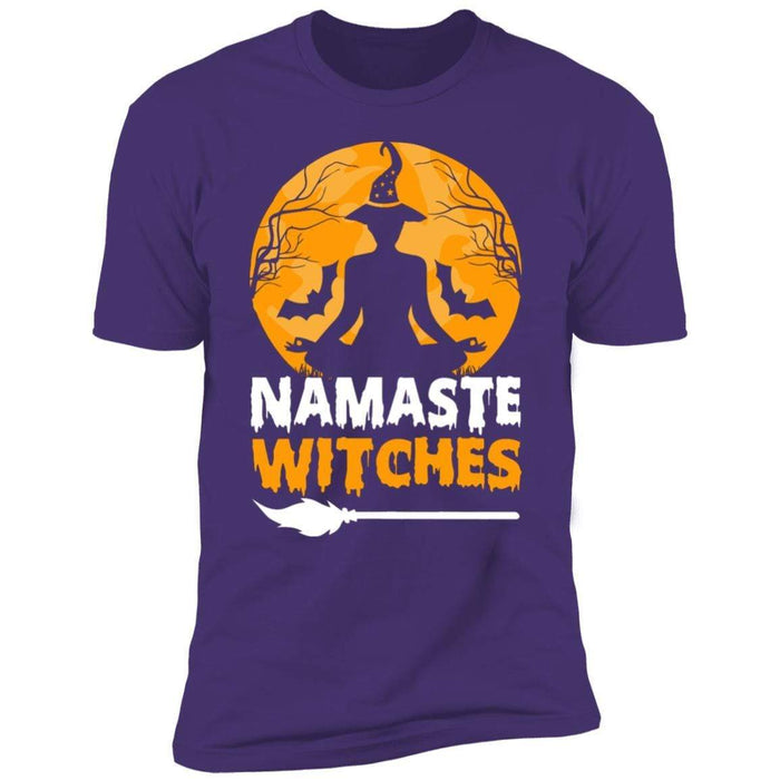 CustomCat Namaste Witches T-shirt, Halloween Gift, Yoga Lover Gift Apparel Premium Short Sleeve Tee / Purple / S