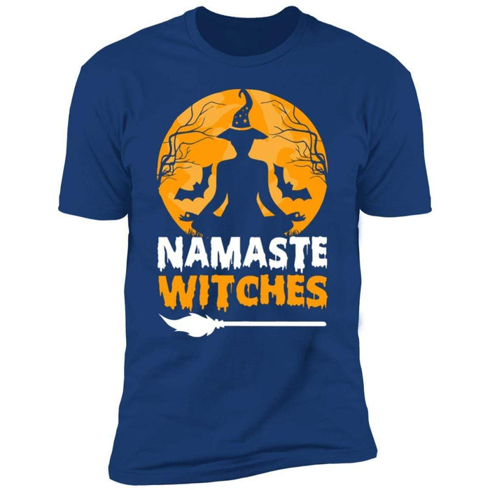 CustomCat Namaste Witches T-shirt, Halloween Gift, Yoga Lover Gift Apparel Premium Short Sleeve Tee / Royal / S