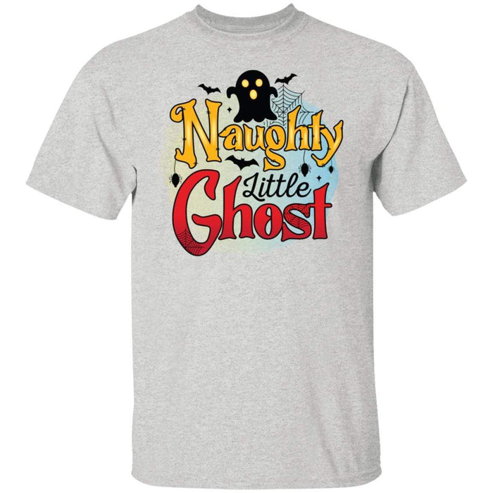 CustomCat Naughty Little Ghost Halloween Shirts, Funny Halloween Gift Apparel G500 5.3 oz. T-Shirt / Ash / S