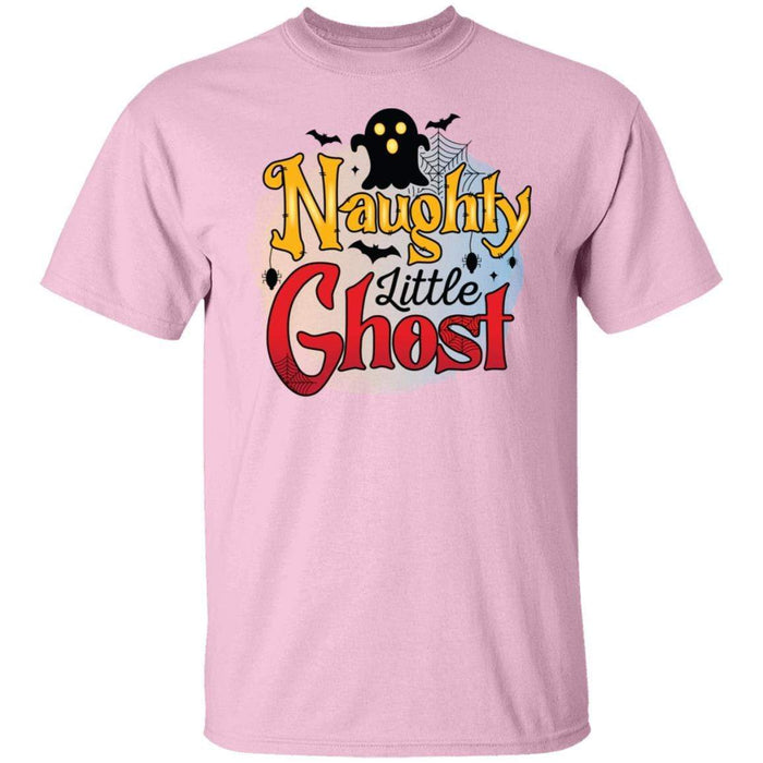 CustomCat Naughty Little Ghost Halloween Shirts, Funny Halloween Gift Apparel G500 5.3 oz. T-Shirt / Light Pink / S