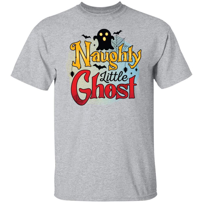 CustomCat Naughty Little Ghost Halloween Shirts, Funny Halloween Gift Apparel G500 5.3 oz. T-Shirt / Sport Grey / S