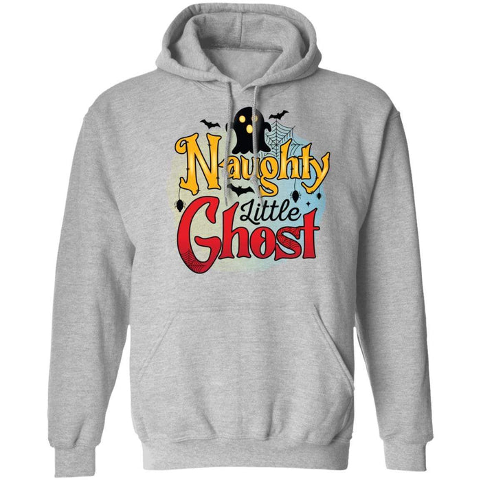 CustomCat Naughty Little Ghost Halloween Shirts, Funny Halloween Gift Apparel Z66 Pullover Hoodie / Sport Grey / S