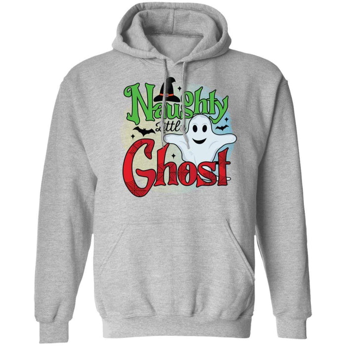 CustomCat Naughty Little Ghost Shirt, Funny Halloween Shirt Apparel Z66 Pullover Hoodie / Sport Grey / S