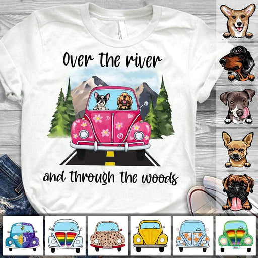 Gosszy Over The River And Through The Wood Hippie T-shirt, Dog Lover Gift Tshirt Basic Tee / White / S