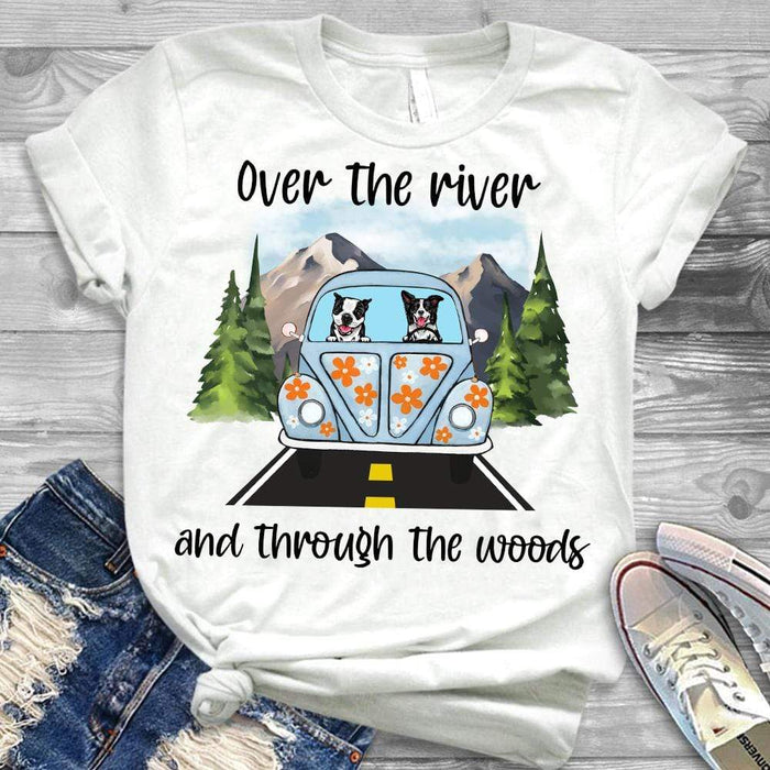 Gosszy Over The River And Through The Wood Hippie T-shirt, Dog Lover Gift Tshirt Premium Tee / White / S