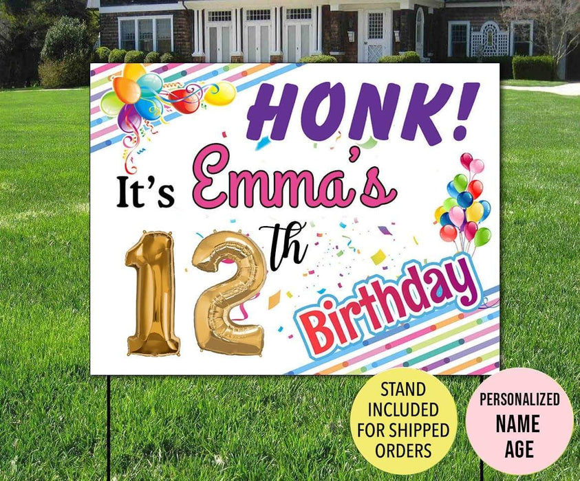 DreamShip Personalized Custom Birthday Yard Sign, Happy BirthDay Yard sign - Made in USA (H-Stake Stand Included) Yard Sign 1 piece