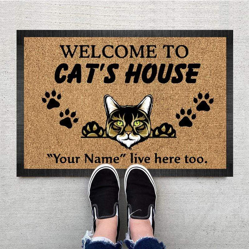 Gosszy Personalized Custom Doormat, Cat Lover Gift, For Cat Mom, Welcome To Cat's House, Cat Doormat, Home Decor Doormat 15x24in-40x60cm