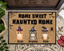 Gosszy Personalized Custom Doormat, Cat Lover Gift, Home Sweet Haunted Home Cat Doormat, Cat Halloween Doormat Doormat