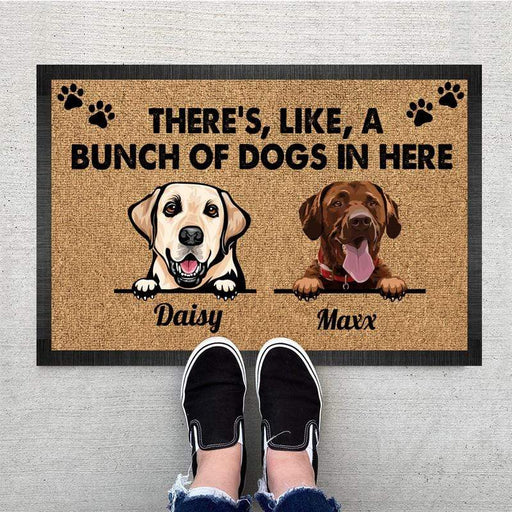 Gosszy Personalized Custom Doormat, Dog Lover Gift, Non-slip Welcome Mats, There’s Like A Bunch Of Dogs In Here Doormat 15" x 24" / Top: Non-Woven Fabric