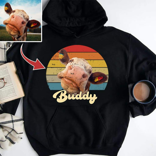 Gosszy Personalized Custom T-Shirt And Hoodie, Farmer Gift, Custom Upload Image, Vintage Retro Photo Shirt Tshirt Pullover Hoodie / Black Color / S