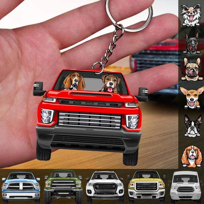 Gosszy Pickup Truck Dog Breeds Custom Classical Acrylic Keychain, Dog Lover Gift Keychain Acrylic 50mm x 50mm / 1 Piece