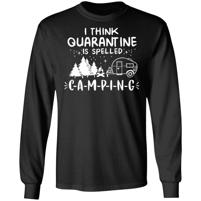 CustomCat Quarantined spell camping Apparel G240 LS Ultra Cotton T-Shirt / Black / S