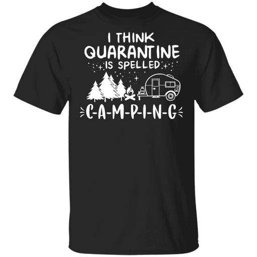 CustomCat Quarantined spell camping Apparel G500 5.3 oz. T-Shirt / Black / S