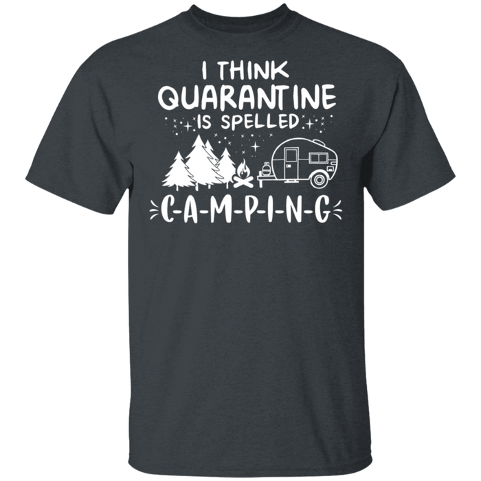 CustomCat Quarantined spell camping Apparel G500 5.3 oz. T-Shirt / Dark Heather / S