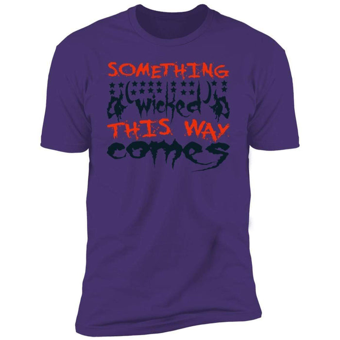 CustomCat Something Wicked This Way Comes T-shirt, Halloween Gift Apparel Premium T-Shirt / Purple / S