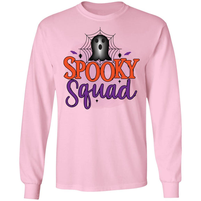 CustomCat Spooky Squad Halloween Shirts, Halloween Gift Apparel G240 LS Ultra Cotton T-Shirt / Light Pink / S