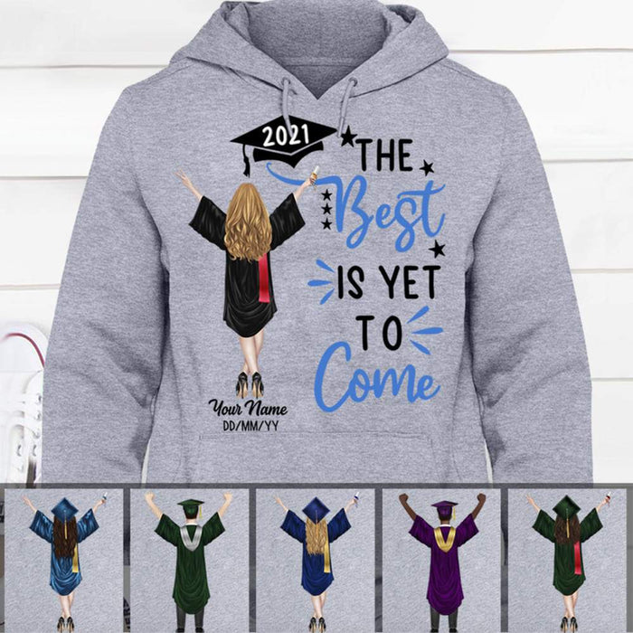 Gosszy The best is yet to Come Boy Girl Graduation T-shirt, Gift Idea Senior Tshirt Pullover Hoodie / Sport Grey Color / S
