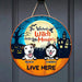Gosszy The Wicked Witch And Her Little Monsters Live Here Door Sign, Dog Lover Gift, Halloween Gift Door Sign 12 Inch