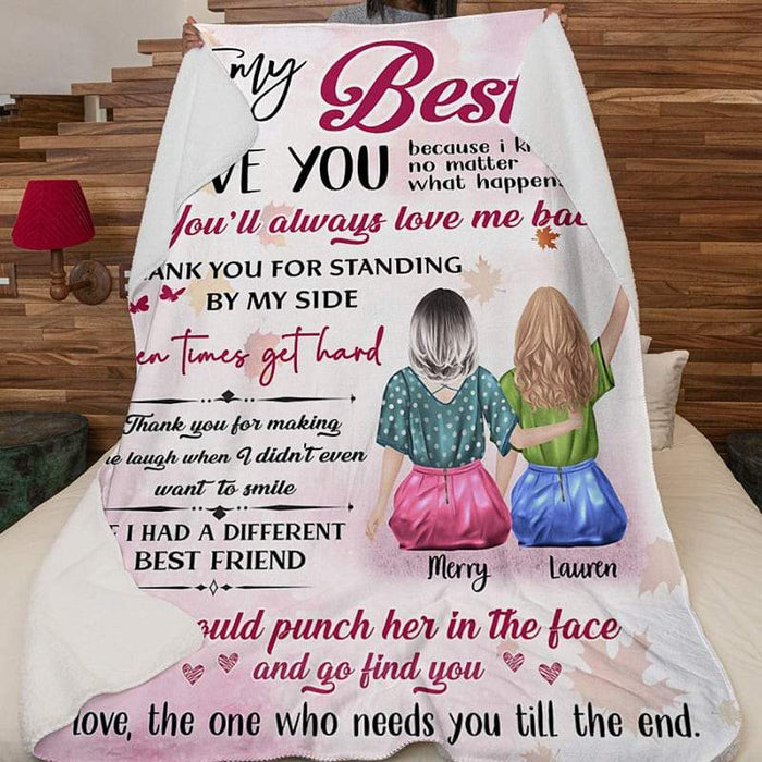 Gosszy To My Bestie I Love You Blanket, Best Friend Gift, Soul Sisters Gift Blanket White / Silky Polyester / 60 x 80 inches