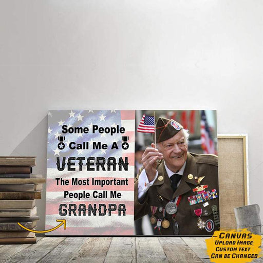 Gosszy Veteran canvas gift for father's day, Gift For Father, Gift For Solder canvas CANLA75 Landscape Canvas .75in Frame / 12" x 8"