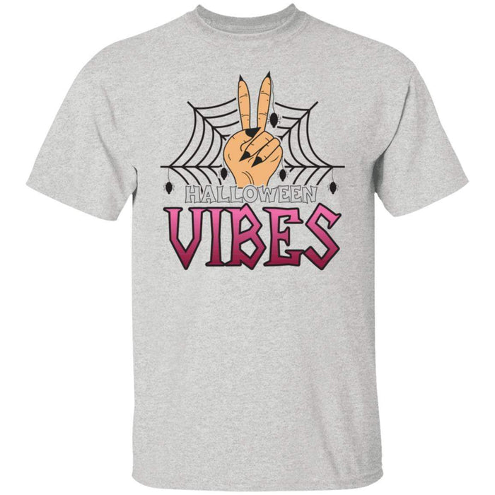 CustomCat Vibes Halloween Shirts, Halloween Gift Apparel G500 5.3 oz. T-Shirt / Ash / S