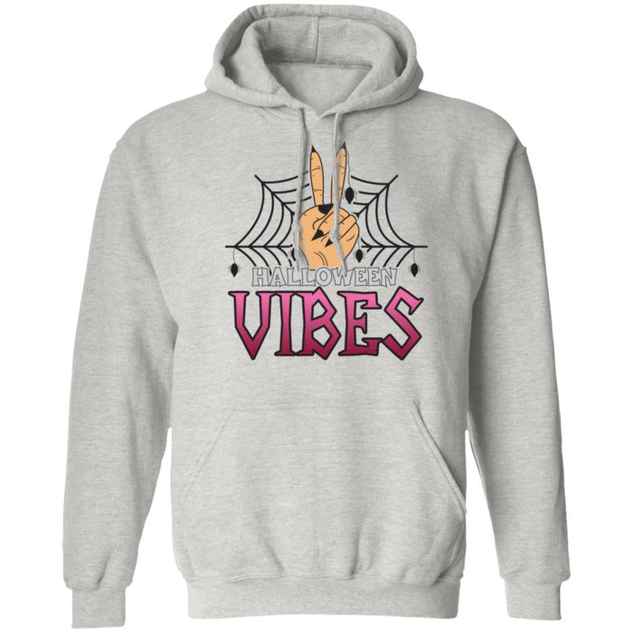 CustomCat Vibes Halloween Shirts, Halloween Gift Apparel Z66 Pullover Hoodie / Ash / S