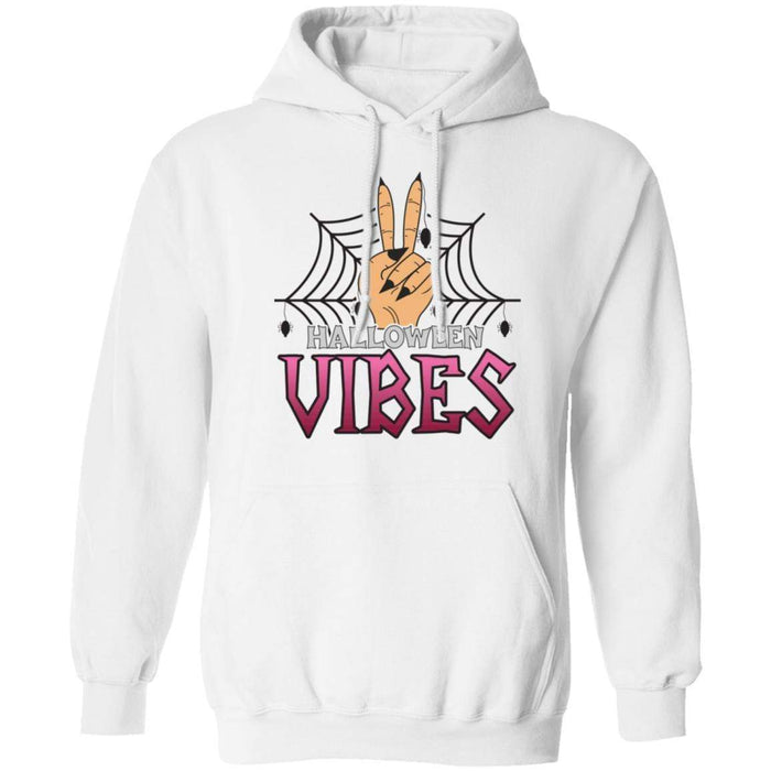 CustomCat Vibes Halloween Shirts, Halloween Gift Apparel Z66 Pullover Hoodie / White / S