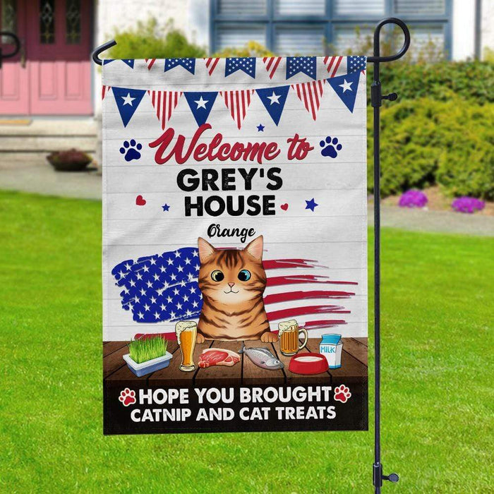 Gosszy Welcome Cat's House Flag, Cat Lover Gift, Waterproof Polyester Flag Garden Flag