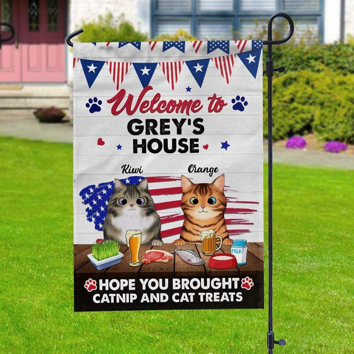 Gosszy Welcome Cat's House Flag, Cat Lover Gift, Waterproof Polyester Flag Garden Flag