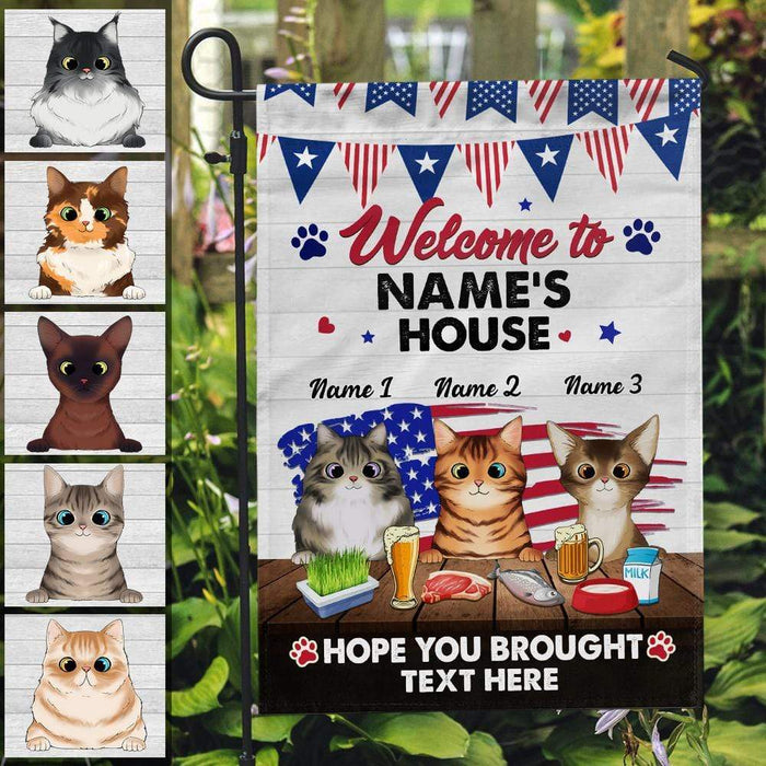 Gosszy Welcome Cat's House Flag, Cat Lover Gift, Waterproof Polyester Flag Garden Flag