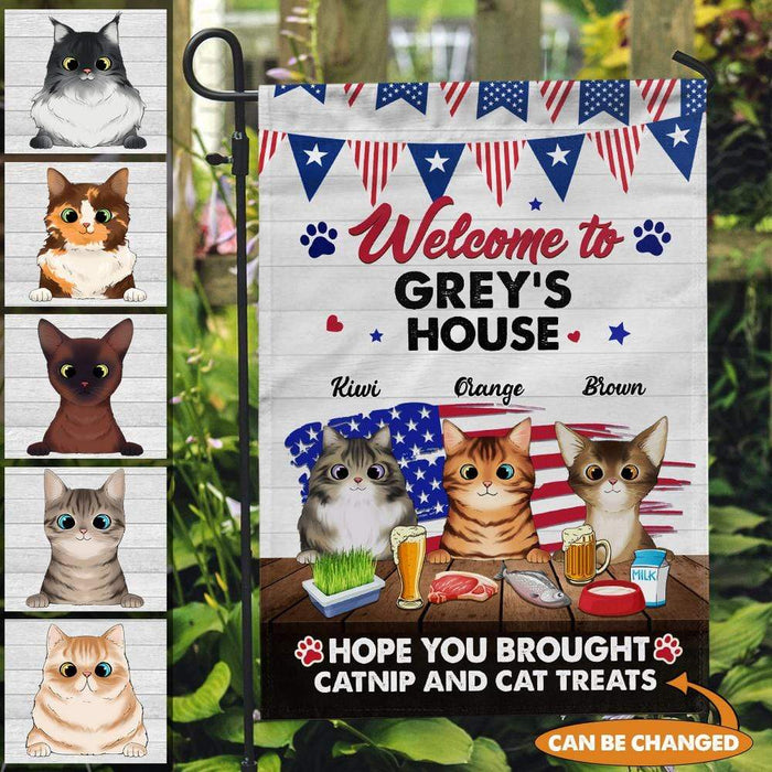 Gosszy Welcome Cat's House Flag, Cat Lover Gift, Waterproof Polyester Flag Garden Flag WITHOUT POLE / 12 x 18 Inch / Polyester