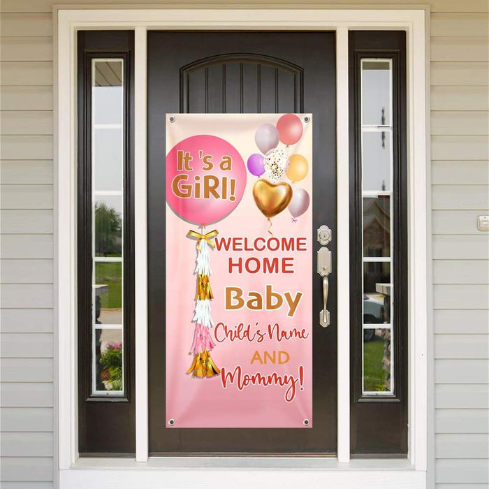 Gosszy Welcome Home Baby and Mommy banner, gift for mom Banner 39x18 inch