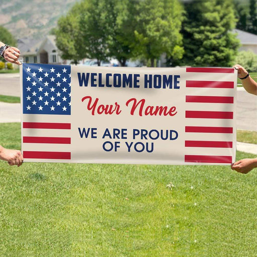 Gosszy Welcome Home Military Custom Quote Banner, Military Homecoming Sign, Gift Idea For Soldier Banner