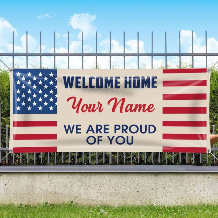 Gosszy Welcome Home Military Custom Quote Banner, Military Homecoming Sign, Gift Idea For Soldier Banner 39x18 inch