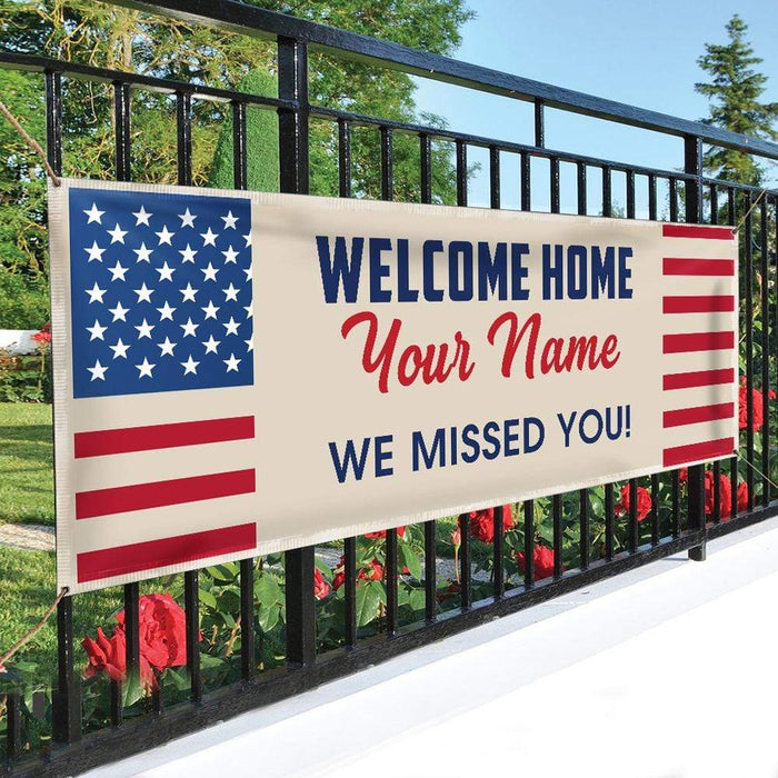 Gosszy Welcome Home Military Custom Quote Banner, Military Homecoming Sign, Gift Idea For Soldier Banner 60 x 20 inch