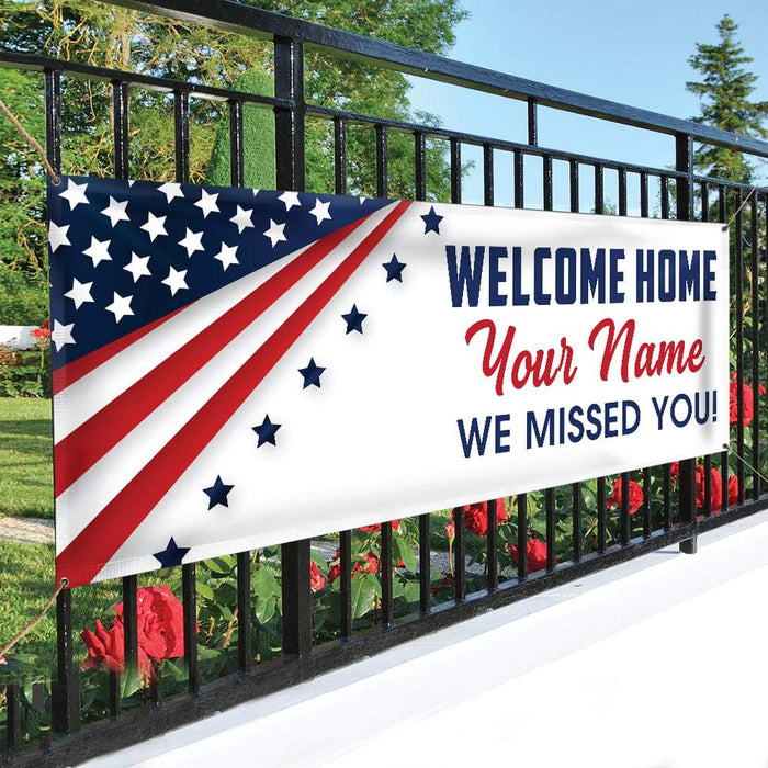 Gosszy Welcome Home solider custom quote Banner, father day gift, gift idea for soldier Banner 60 x 20 inch