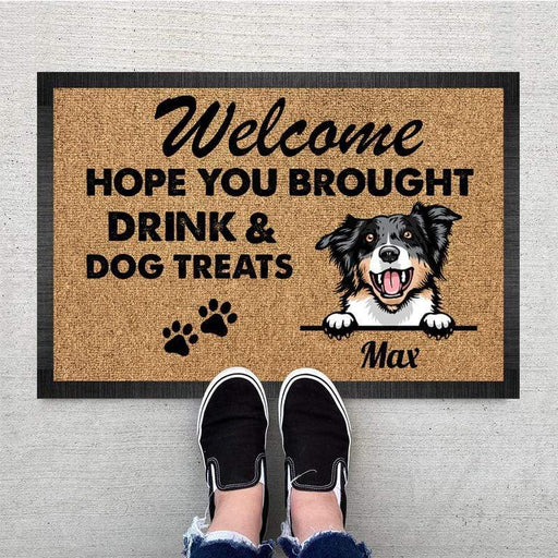 Gosszy Welcome Hope you brought dog treats Pawprints Doormat, Dog Lover Gift Doormat