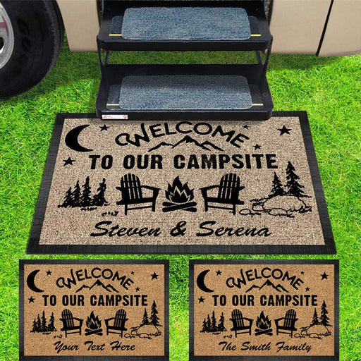 Gosszy Welcome Our Campsite Doormat, Outdoor Mat, RV Camper, Motor Home, Camping Gift Doormat 15x24in-40x60cm