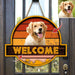 Gosszy Welcome Sunset Sign, Dog Lover Gift, Wood Door Sign custom-shape wood doorsign