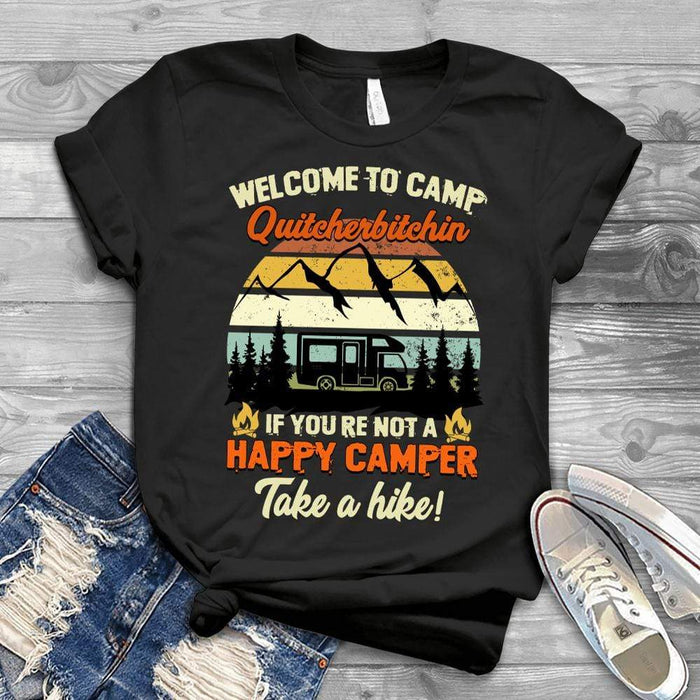 Gosszy Welcome To Camp Quitcherbitchin T-shirt, Camping Gift Tshirt Premium T-Shirt / Black / X-Small