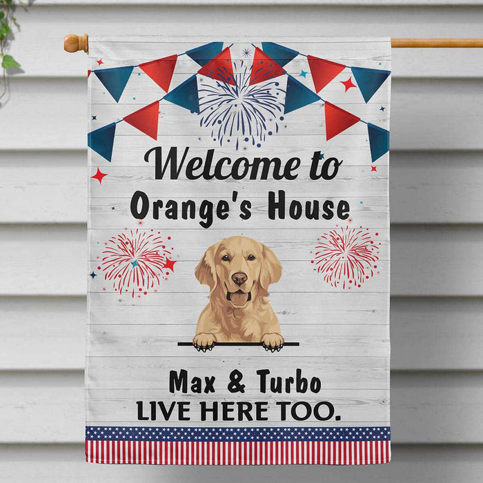 Gosszy Welcome To Dog House Garden Flag With Pole, House Flag, Dog Lover Gift Garden Flag