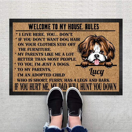 Gosszy Welcome to my house rules Doormat, Dog Lover Gift Doormat 15x24in-40x60cm